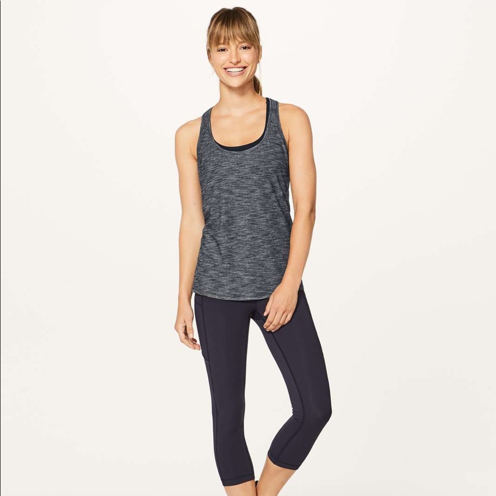 Lululemon Athletica Heathered Black Gray Our Sport Athletic Lightweight Tank EUC - Picture 2 of 15
